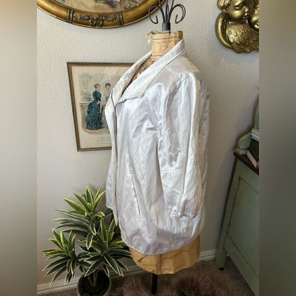 LAL Live A Little White Shiney Collard Zip Up Blazer Blouse sz 1X Career - Picture 4 of 8